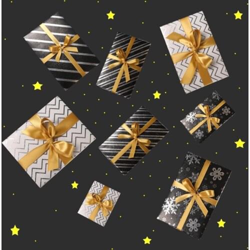 Snowflake Prints Craft Paper 4pcs Christmas Kraft Wrapping Paper 50x70cm New Year Gift Packing Paper