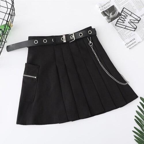 BLACK PLEATED short skirt thin high waist anti light TB large skirt white skirt A-line gray jupe clothes dropshipping clothing