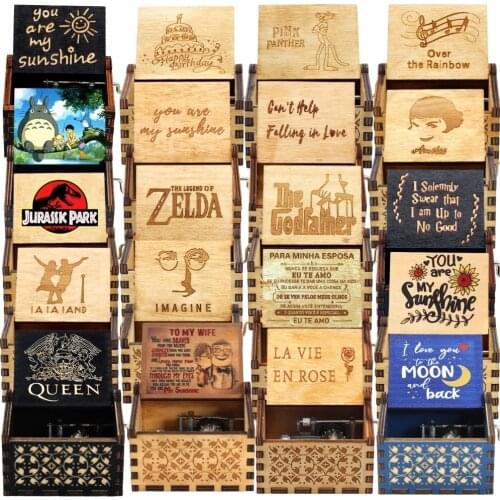 Creative Gifts for Family Hand Crank Wooden Music Box Birthday Present to Wife Valentines Mothers Day Girlfriend Anniversary