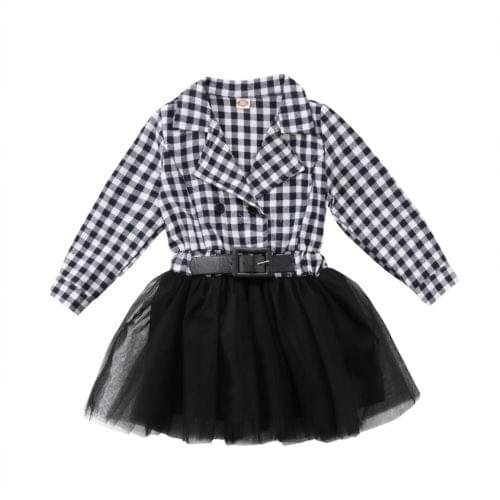 Toddler Kids Babys Girls Clothes Long Sleeve Cute Ball Gown Checks Plaids Princess Party Photography Dress Kid Baby Girl Clothes
