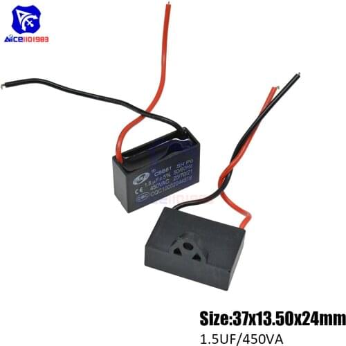 Diymore CBB61 AC 450V 1.5μF±5% Capacitance 50/60Hz 2 Wires Running Capacitor for Air Conditioner Fan Motor
