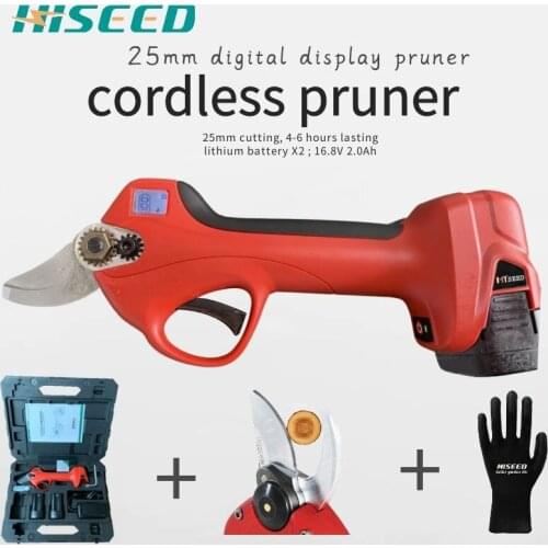 HISEED LED Electric Garden Pruner Scissors Cordless Electric Pruning Shears Branch Cutter Electric Fruit Pruning Tool