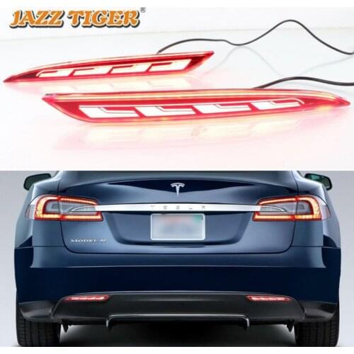 Rear Bumper Lights For Tesla Model S 2012 - 2019 2020 2021 Front Lamps Led Car Stop Dynamic Turn Signal Reflector Fog Lamp