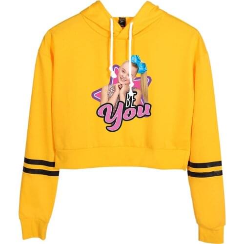 The Newest JOJO SIWA Kpop crop Top Hoodies women Cotton Hooded Fashion Harajuku Hot print girls Hoodie Casual orange pullovers