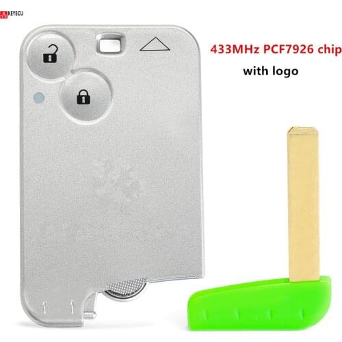 Keyecu Car Remote Key 2 Button 433MHz PCF7926 for Renault Laguna Espace Vel Satis 2001 2002 2003 2004 2005 2006 2007 With Logo