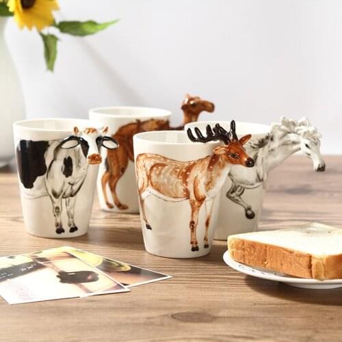 Chinese Kung Fu Tea Set Ceramics, Coffee Mugs Mug Cups, 3D Pure Hand-Painted Animal Mug, Free Shipping