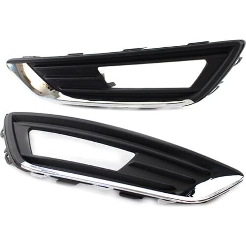 JanDeNing 2pcs Kit Car New Black Front Left + Right Bumper Fog Light Lamp Cover Grille Fit for Ford Focus 2015-2018