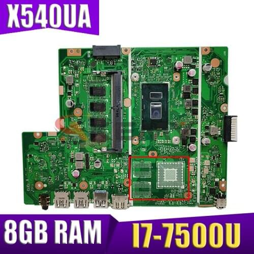AKemy For ASUS X540UA X540UBR X540UB X540U X540 laptop motherboard mainboard X540UA original mainboard with I7-7500U 8GB RAM