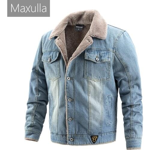 Maxulla Winter Jean Jackets Men Warm Denim Coats Fashion Cowboy Outerwear Men Liner Thicker Fleece Denim Jackets Clothing