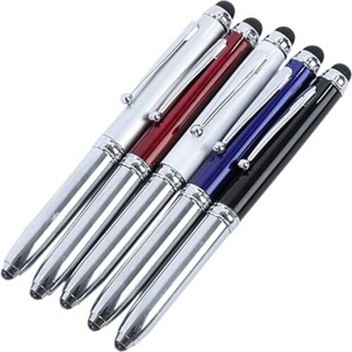 Multifunctional 3 In 1 Metal Ballpoint Pen Touch Screen Stylus Medical LED Light Pen Office Stationery Gifts