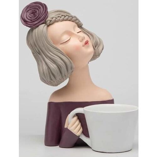 Model Nordic Home Decor Accessories Living Room Desktop Decor Gifts Cute Girl Sculpture Statue Fruit Tray Storage Jar Character