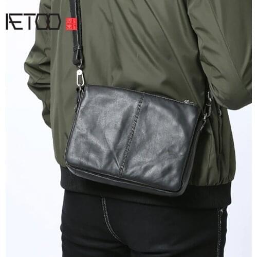 AETOO Mens leather handbag simple fashion cowhide single shoulder bag crossbody bag multifunctional bag handbag