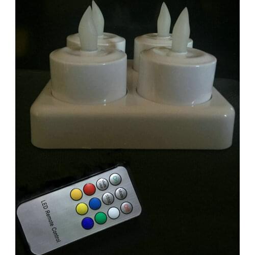 Set of 4 Remote Controlled Rechargeable TeaLight LED Candles frosted Flameless color Change candle lamp Party Wedding-Multicolor