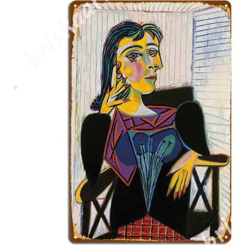 Pablo Picasso Portrait Of Dora Maar Wall Art Metal Signs Wall Decor Cinema Kitchen Bar Cave Funny Tin sign Posters