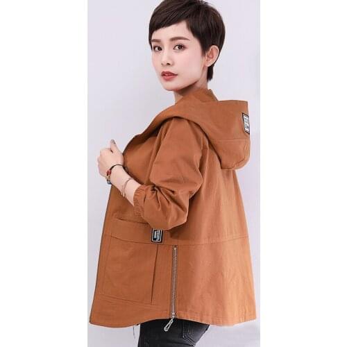 2020 New Autumn Winter Trench Coat Women Hooded Short Outerwear Mother Spring Clothing Plus Size Windbreaker Female Coats v803