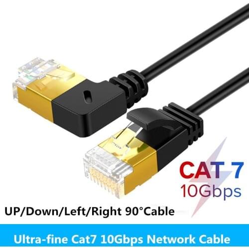Cat6 Compatible Patch Cord 90 Degree Right Angle 10Gbps Ethernet Cable RJ45 Cat7 Lan Cable UTP RJ45 Network Cable0.5m 1m