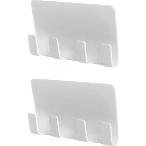 Practical Wall Mount Holder Adhesive Stand 4 Hook Phone Wall Mobile Phone Charger Hook Holder Hanging For Home Office