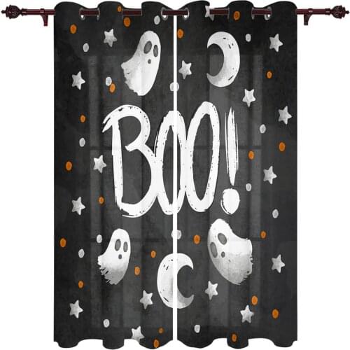 Ghost Star Black Horror Boo! Window Curtains Kitchen Bedroom Drapes Home Decor Luxury Living Room Backdrop Curtain