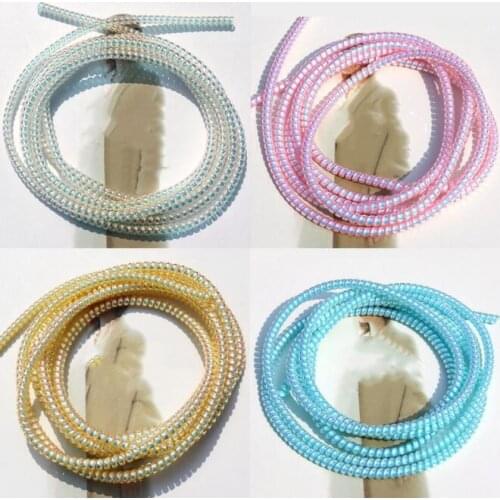 Luxury Plating Sequins 1.5M TPU Spiral USB Charging Cable Cord Protector Cable Winder For USB Data Cable Accessories