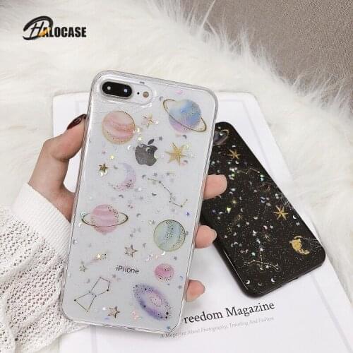 Luxury Glitter Space Stars Planet Silicone TPU Phone Case For iPhone 11 Pro MAX 6 6s 8 7 Plus XR X XS MAX Phone Cover Capa Funda
