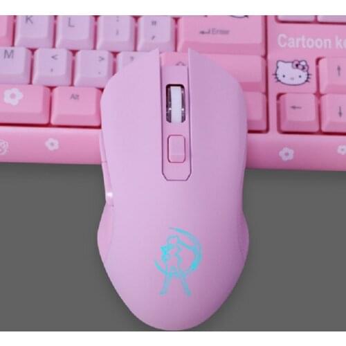 Pink Mouse Mute Click for Office Use Wired USB Mice 4 Level Changeable DPI for Gaming Office PC Keyboard USB Mouse