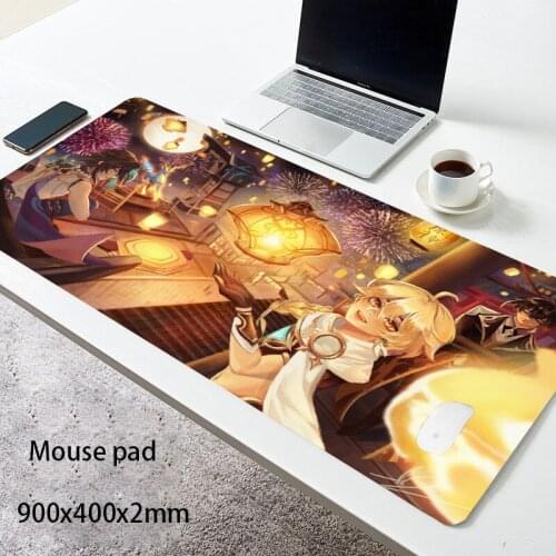 Non-skid Genshin Impact 90x40 Large Mouse Pad Gaming Accessories PC Laptop Gamer Mousepad Anime Antislip Mat Keyboard desk mat