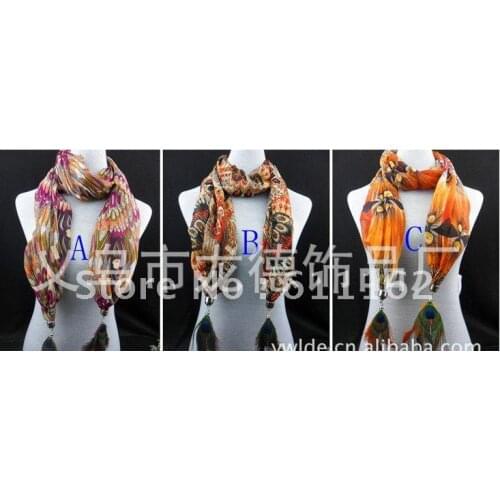 2018 act the role ofing is tasted scarf wholesale charm scarf new design peacock plume pendant professional scarf50pcs