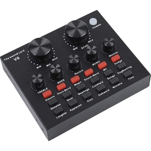 V8 Sound Card Mobile Phone Microphone Live Usb External Sound Card For Mobile Computer Audio Interface Sound Card With Bluetooth