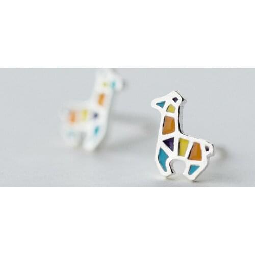 MloveAcc 925 Sterling Silver Colorful Deer Animal Studs Earrings for Women Girl Lady Cute Christmas Gifts Jewelry Present