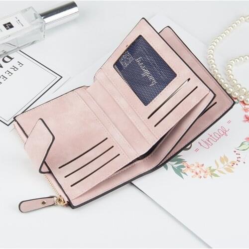 Women Wallet Fashion Small Female Purse Short Purse Fashion Lady Letter Wallet Zipper Short Clutch Solid Vintage Matte