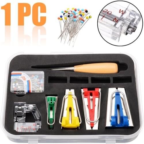 1Set Quilting Binding Sewing Snap On Foot Bias Tape Maker Awl Pin Set Replacement Patchwork Binding Snap Tape Maker Tools