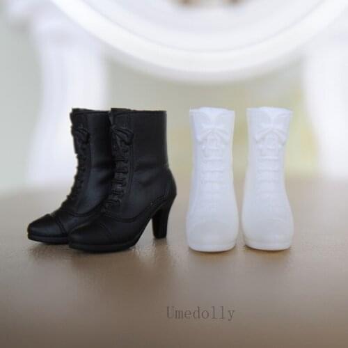 1 Pair Fashion Black / White High Heels Boots for 1/6 Blyth, Licca, Azone Doll Shoes Clothes Outfits Accessories