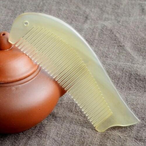 12cm Fish design Natural sheep horn Comb Wide Tooth No-static head Massage Hair Brush Health care Hair Styling combs