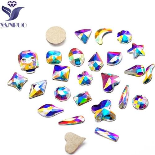 36pcs Mixed 3D Rhinestones Nail Art Decorations Crystal Gems Jewelry Gold AB Shiny Stones Charm Glass Manicure Accessories