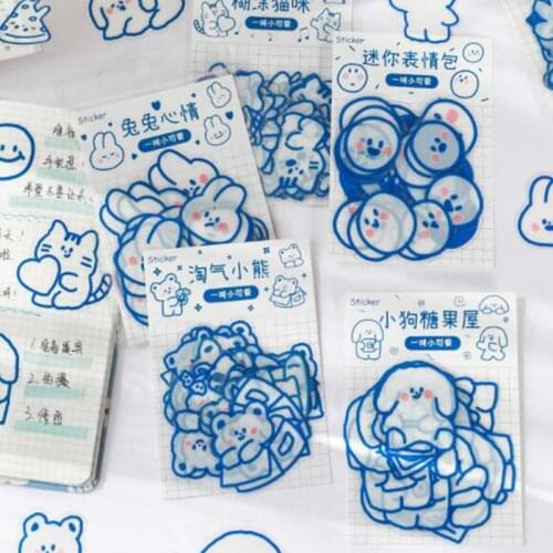 40pcs/bag Cartoon Bear Kitten Puppy Cute Animal PET Sticker Diary Decoration Diy Scrapbook Label Sticker Stationery
