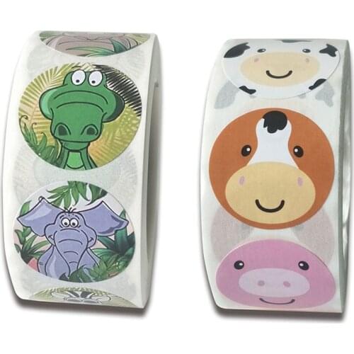 500PCS Zoo Animal Cartoon Stickers Childrens Classic Toy Stickers Stickers Dinosaurs Elephant Lion One Inch Wall Stickers