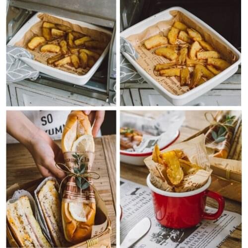 Non Stick Baking Paper Newspaper Style Oil Proof Oilpaper for Oven Pastry Bread Baking Mat Heat Resistant BBQ Grill Wrapper