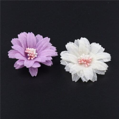 2Pcs Purple White Flower Applique Flower Patch Fabric Patches for Clothing Dress Flowers Hair Clothes Ornament Craft Supplies