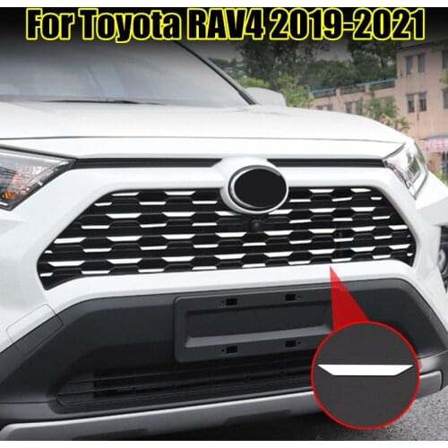1 Set Car Styling Front Grille Trim Garnish Cover Stickers For Toyota RAV4 RAV 4 2019 2020 2021 Stainless Steel Accessories