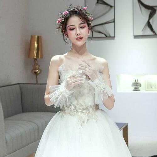 Finger White Short Bridal Wedding Gloves for Bride Wedding Accessories One Size Full Fingers Gloves for Evening