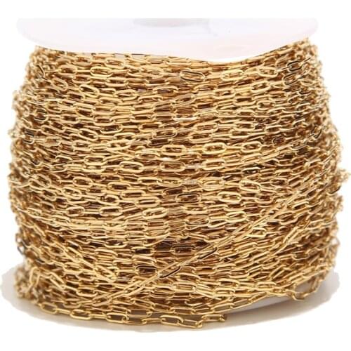 2 Meters Gold Tone 1.7mm Width Rolo Cable Chain Stainless Steel Gold Link Chain For Necklace making