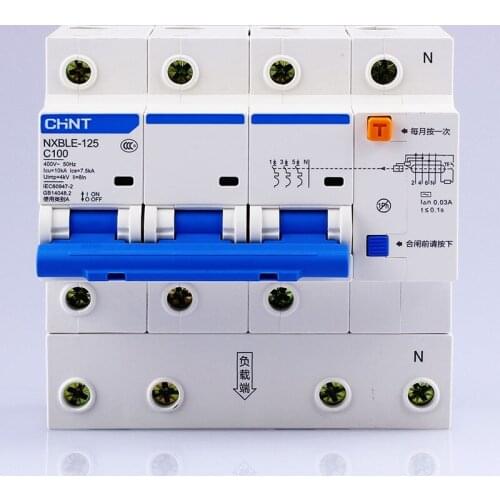 CHINT AC230/400V NXBLE-125 3P+N residual current device C 63 80 100 125A High power household appliance switch