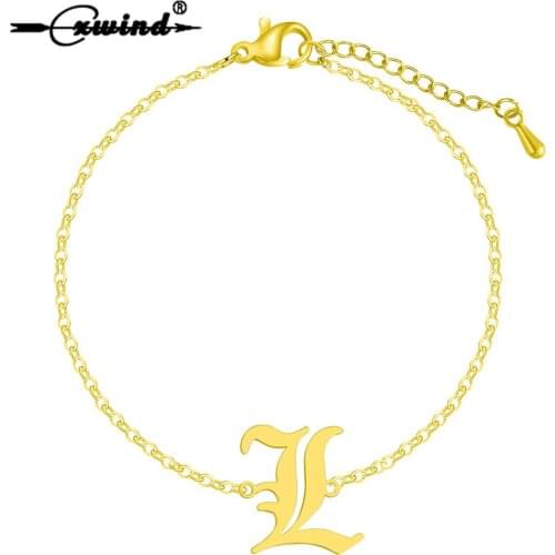 Cxwind New Fashion Charm Letters Women Bracelet Gold /Rose Gold Bangle Best Friends The English Letter L Bracelet Bijoux