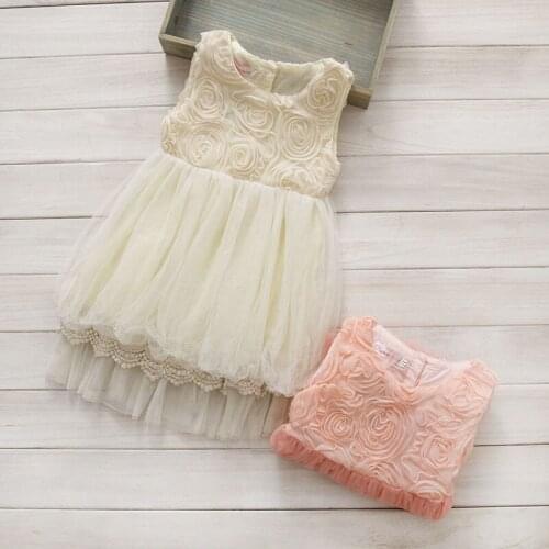 Sweet Flower baby Sleeveless lace dress Infant Baby Girls Summer Dress Toddler Girls Birthday Party Dress