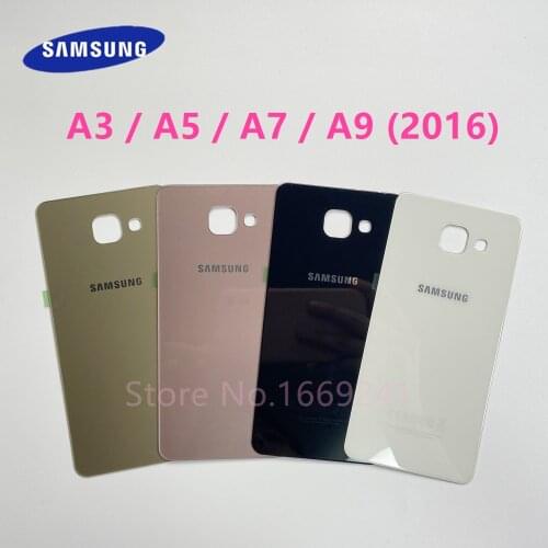 For SAMSUNG Galaxy A3 A5 A7 A9 2016 A310 A510 A710 A910 Back Glass Battery Door Rear Housing Case Cover Replacement + Adhesive