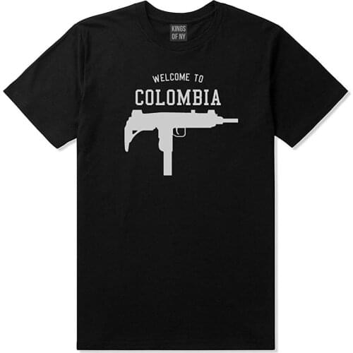 Welcome To Colombia Uzi Machine Guns Country Men Newest 2019 New Fashion Stranger Things Men Short Sleeve Cheap T Shirts