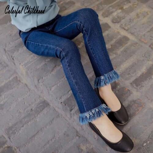 4-12Yrs girls denim pants autumn casual slim flare pants for girls leggings cowboy children trousers