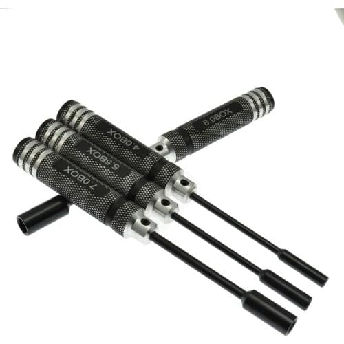 4pcs Hex Key Socket Spanner Screwdriver Wrench Tool Set for RC Helicopter Car Boat Model DIY Black