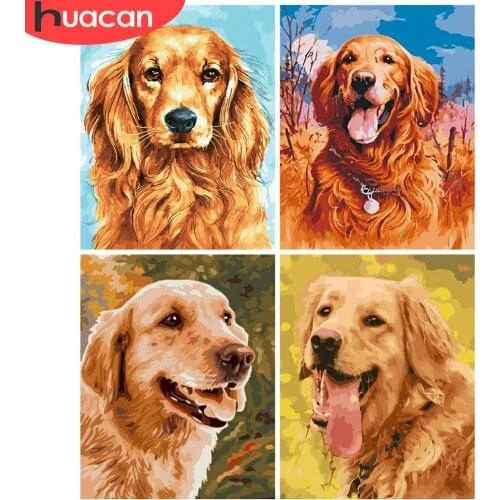 HUACAN Oil Painting Dog Animal Hand Painted Wall Art DIY For Adults Picture By Numbers Gift Home Decor
