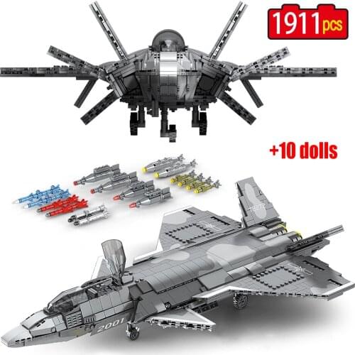 Military WW2 Fighter J-20 Model Building Blocks Figures bricks Creator Weapon Technical Airplane Bricks Toys For Children Boys